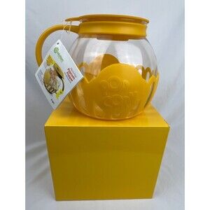 Ecolution Micro-Pop Popcorn Popper 3Qt Yellow GLASS Microwave BPA Free